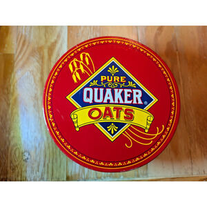 Quaker Oats Limited Edition 1983 - 7" Round Tin w/ Lid Vintage Farmhouse